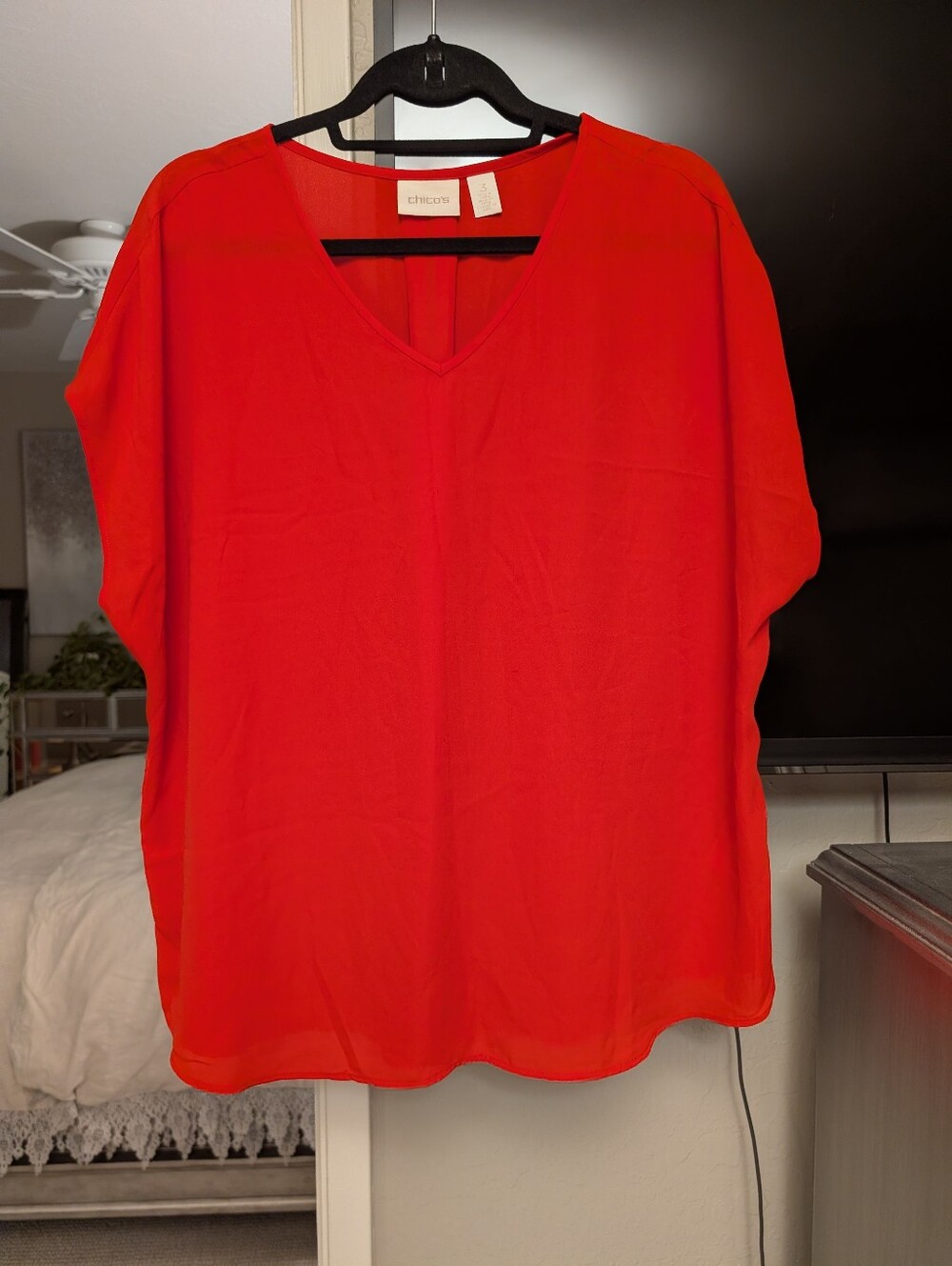 Chico's Fuschia Red Pink Sleeveless kaftan Flowy Top - Size 3 (XL)
